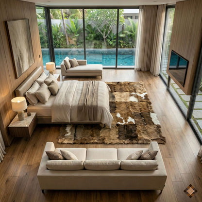 Handcrafted Genuine Goatskin Rug in Warm Earth Tones