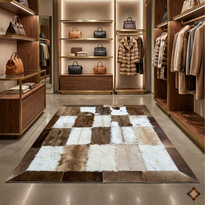 Handcrafted Genuine Goatskin Rug in Warm Neutral Tones