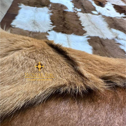 Handcrafted Genuine Goatskin Rug in Warm Neutral Tones