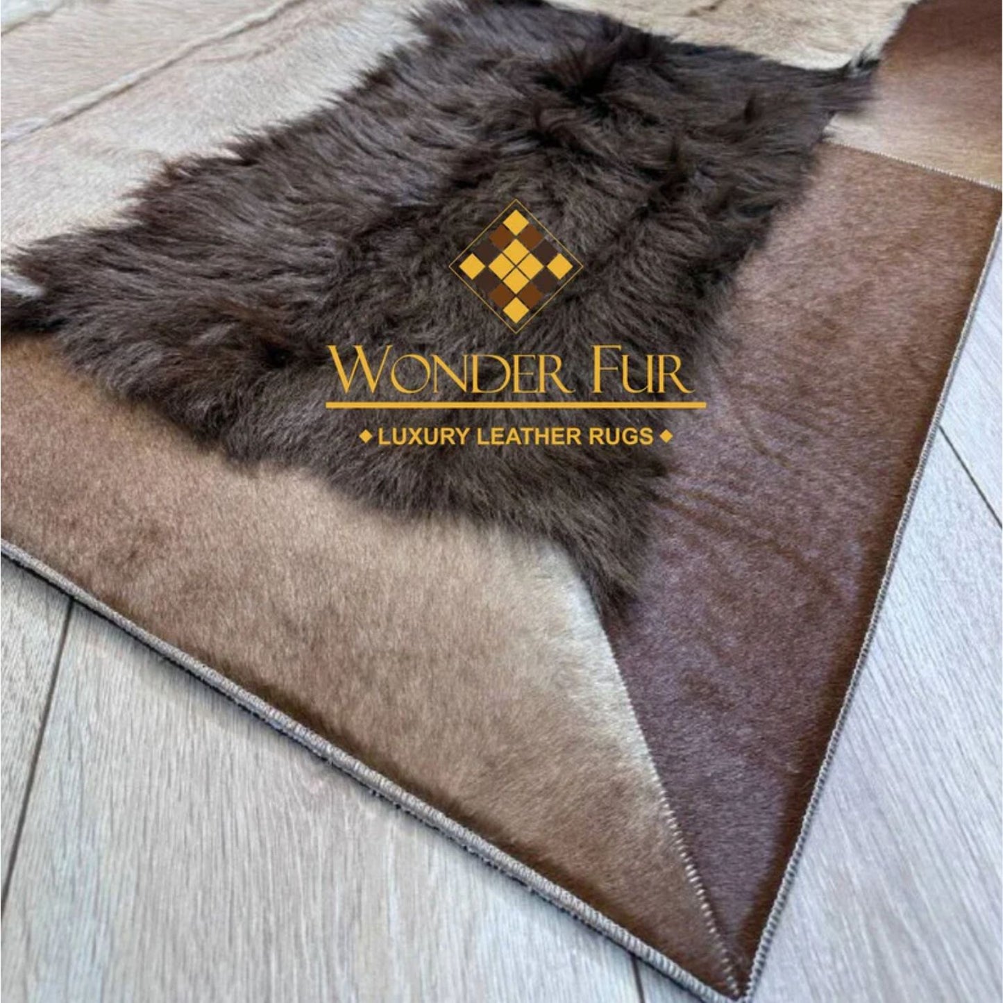 Handcrafted Genuine Goatskin Rug in Warm Neutral Tones