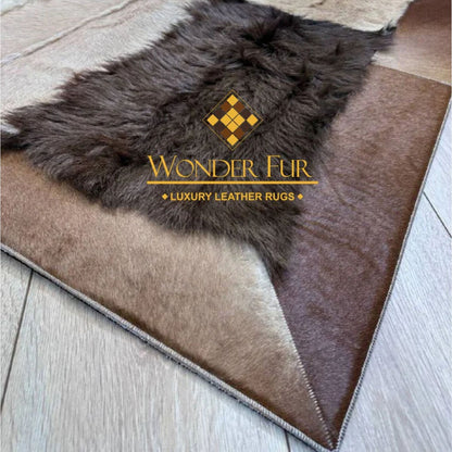 Handcrafted Genuine Goatskin Rug in Warm Neutral Tones