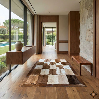 Handcrafted Genuine Goatskin Rug in Warm Neutral Tones