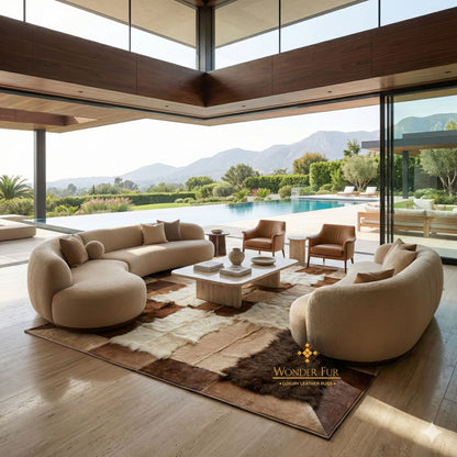 Handcrafted Genuine Goatskin Rug in Warm Neutral Tones