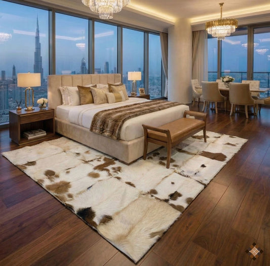 Luxury Handmade Natural Goatskin Area Rug | Custom Organic Hide Rug