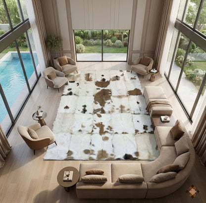 Handcrafted Natural Goatskin Area Rug with Organic Pattern