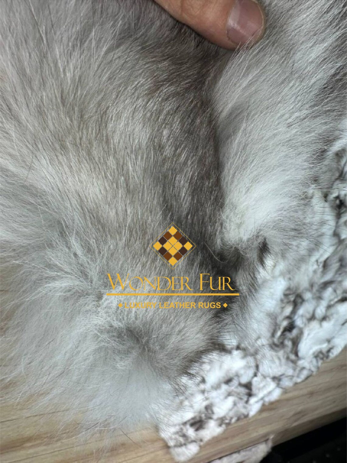 Handmade Elegant White And Gray Real Fox Fur Living Room Rug