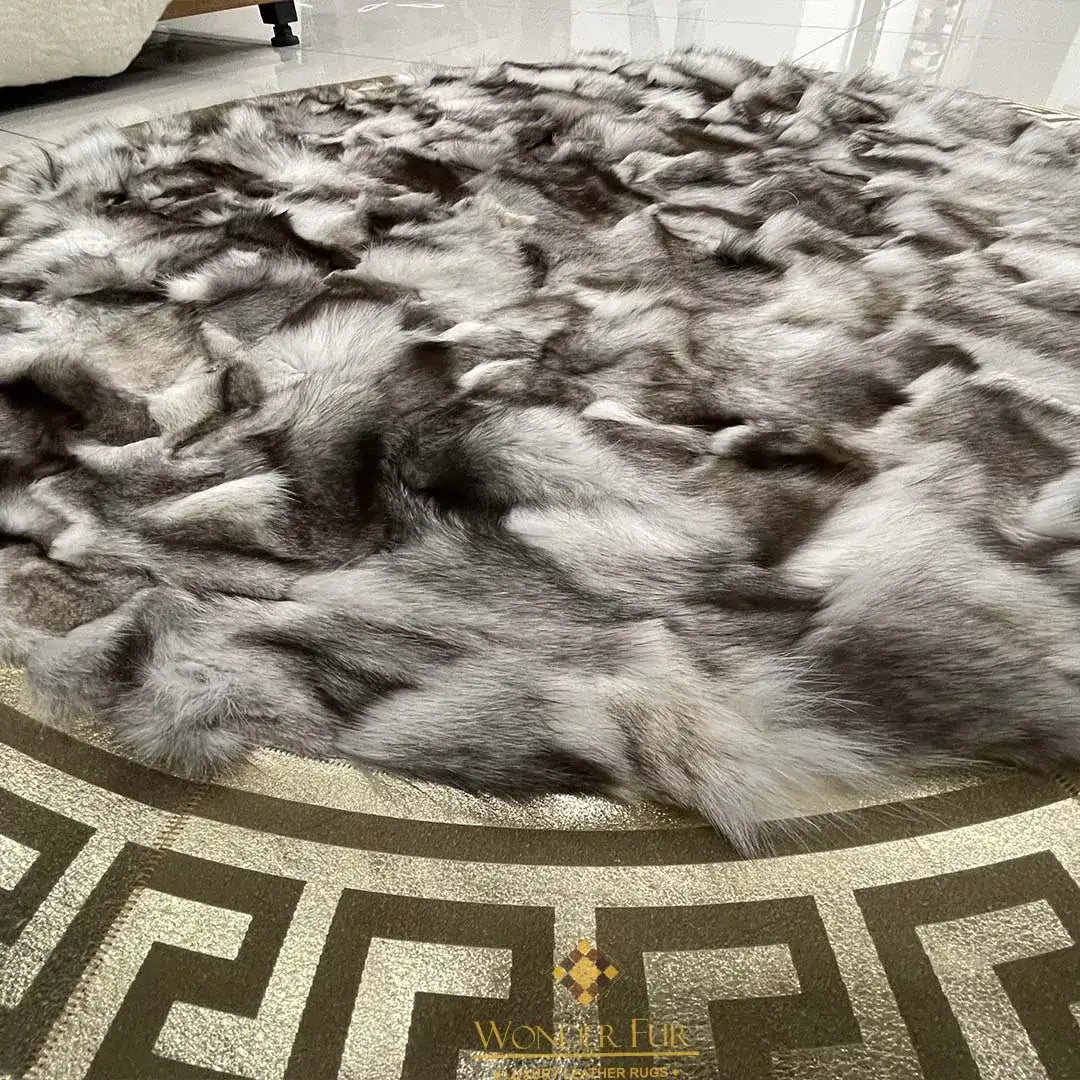 Handmade Genuine Luxury Fox Fur Rug, Luxury Cozy Fur Rug