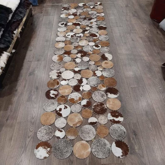 Handmade Multicolor Natural Cowhide Living Room Patchwork Rug