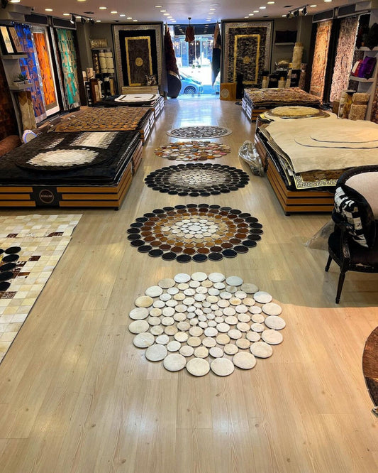 Handmade Natural Cowhide Round Rugs , Office,Bedroom,Living Room Rugs