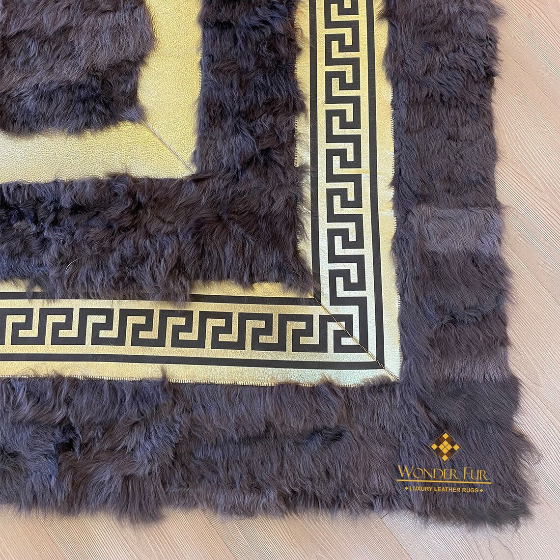 Handmade Natural Grey Sheepskin Living Room Rug , Modern Non Slip Rug