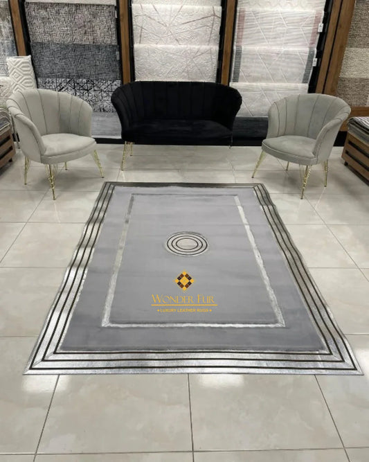 Handmade Plush Gray Silver Faux Fur Soft 8x10 Bedroom Rug , Luxury Rug