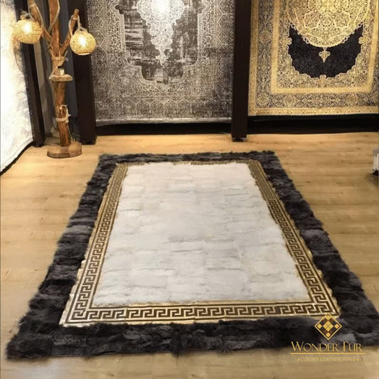 Handmade Real Sheepskin Gray And White Bedroom Rug , Genuine Colorless