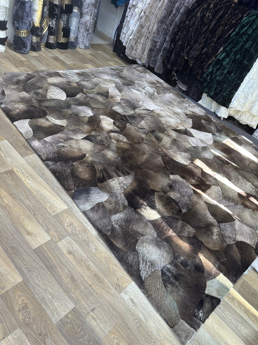 Natural Brown Lambakin Fur Rug, 100% Handmade Shaggy Sheepskin Carpet