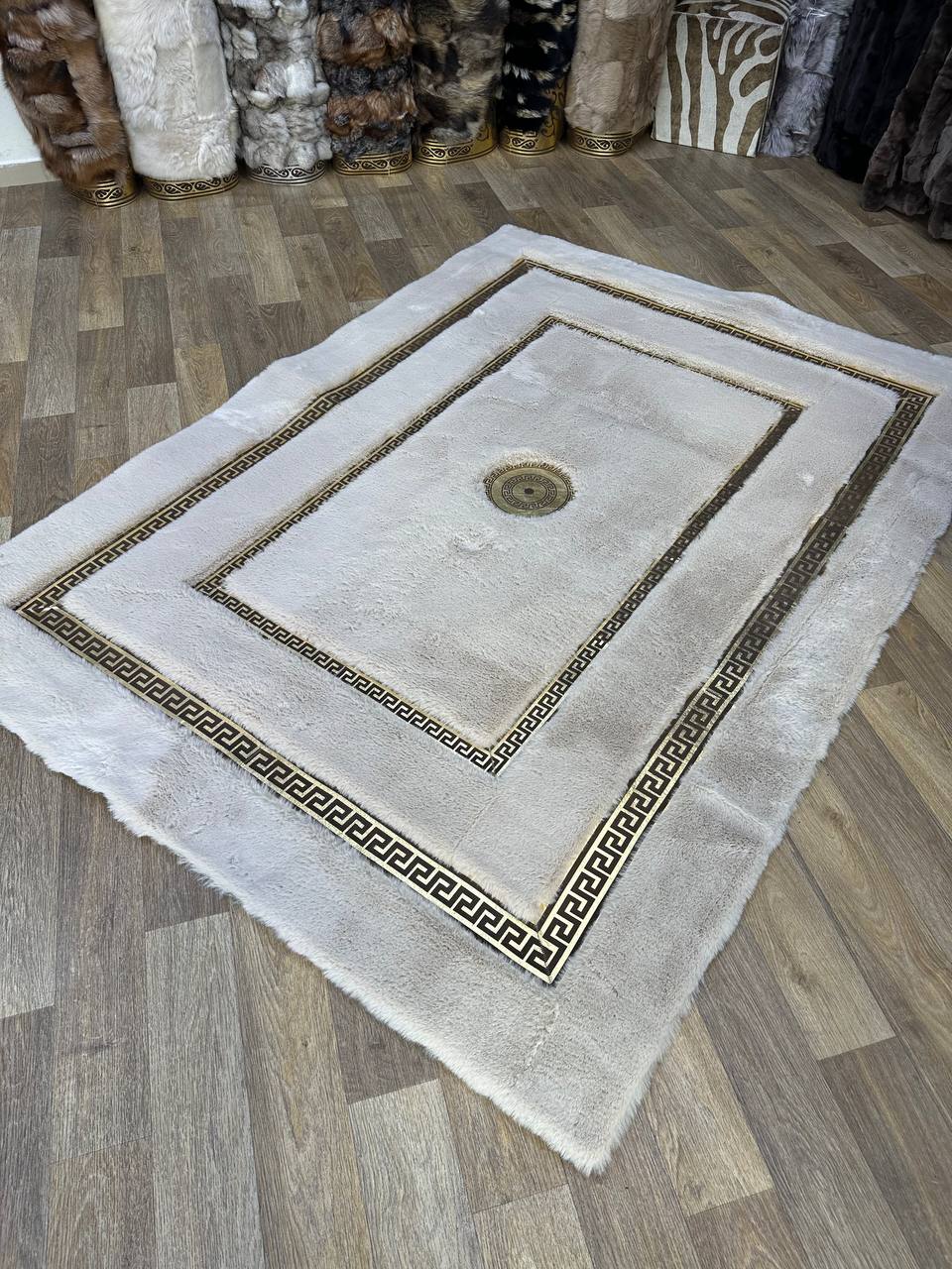 Handmade Beige Modern Living Room Carpet - Unique Faux Fur Carpet