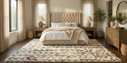 Luxury Handmade Ivory & Beige Fox Fur Area Rug