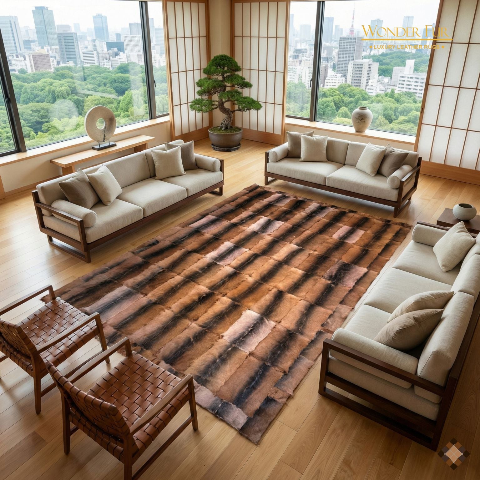 Handmade Genuine Brown Goatskin Area Rug