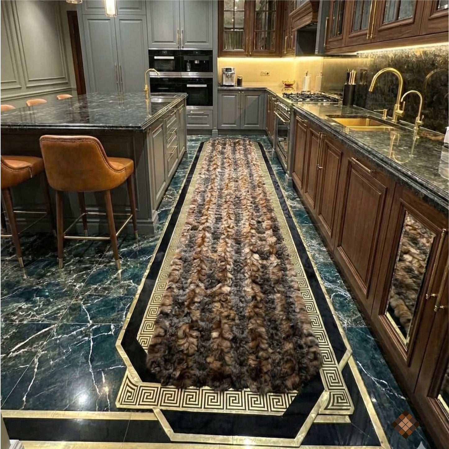 Statement Hallway Genuine Fox Fur Runner Rug