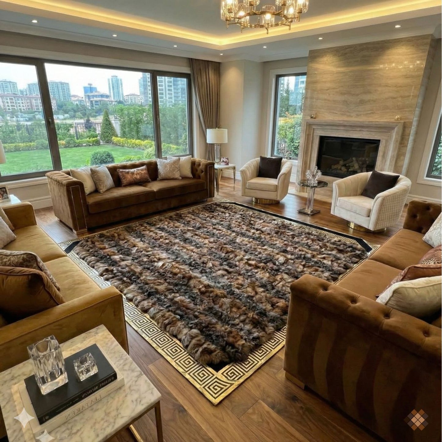 Statement Hallway Genuine Fox Fur Runner Rug