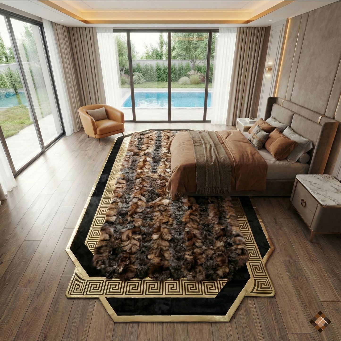 Statement Hallway Genuine Fox Fur Runner Rug