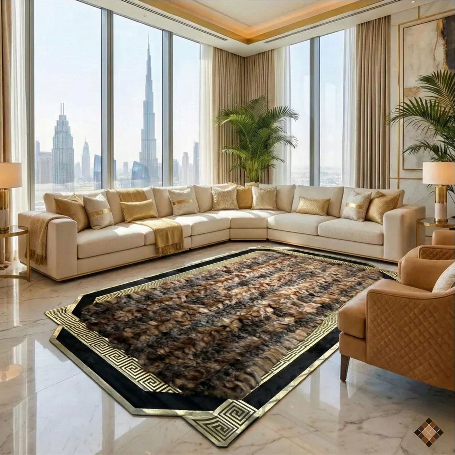 Statement Hallway Genuine Fox Fur Runner Rug