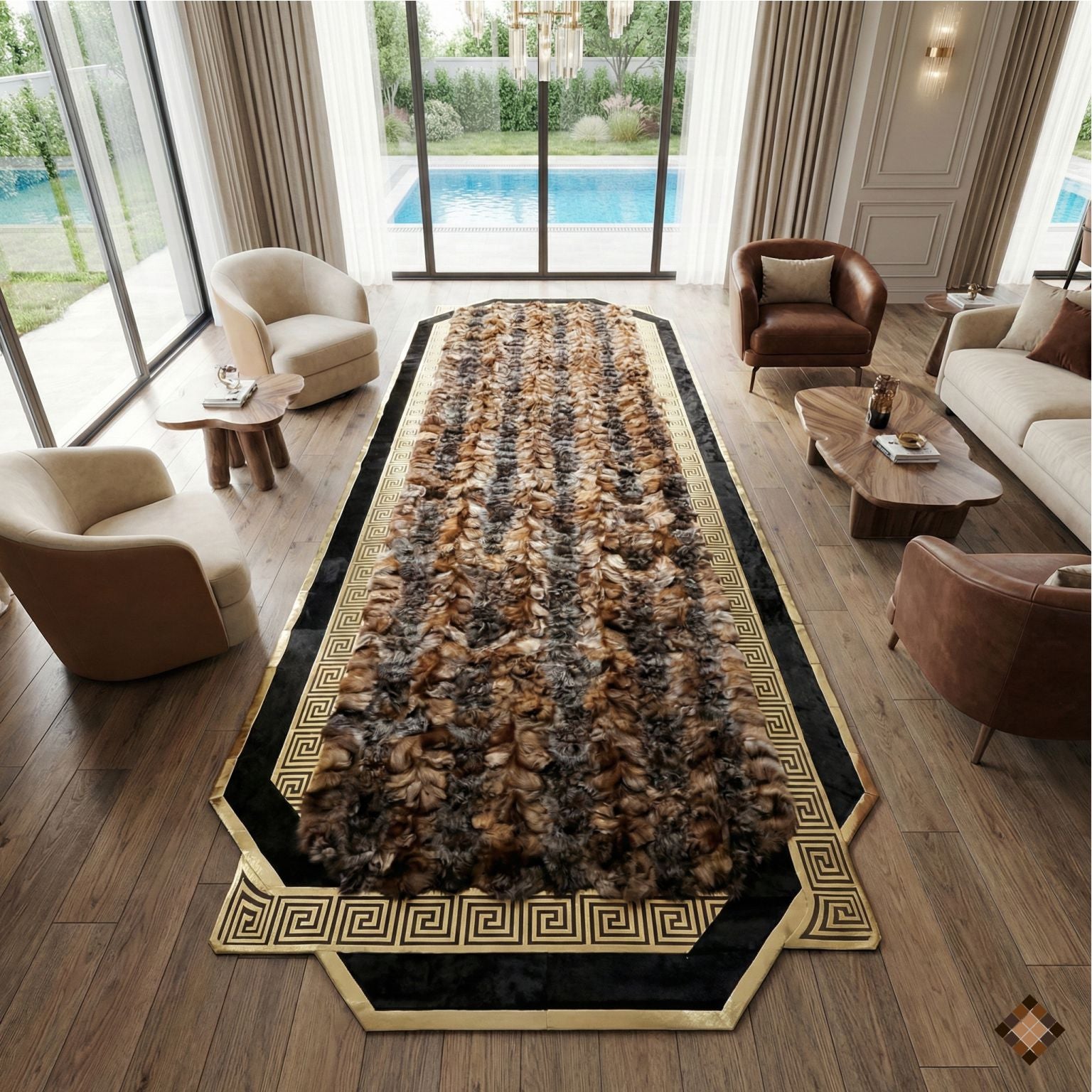 Handmade Genuine Fox Fur Runner Rug – Luxury Long Area Rug, Custom Made