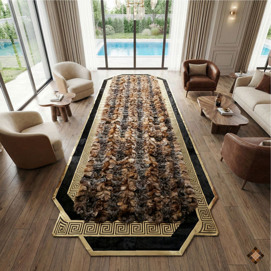 Handmade Genuine Fox Fur Runner Rug – Luxury Long Area Rug, Custom Made