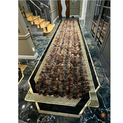 Statement Hallway Genuine Fox Fur Runner Rug