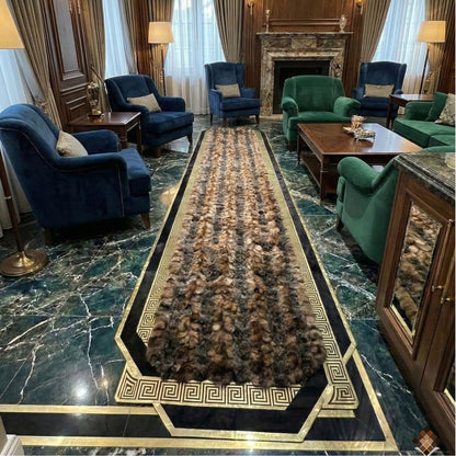 Statement Hallway Genuine Fox Fur Runner Rug