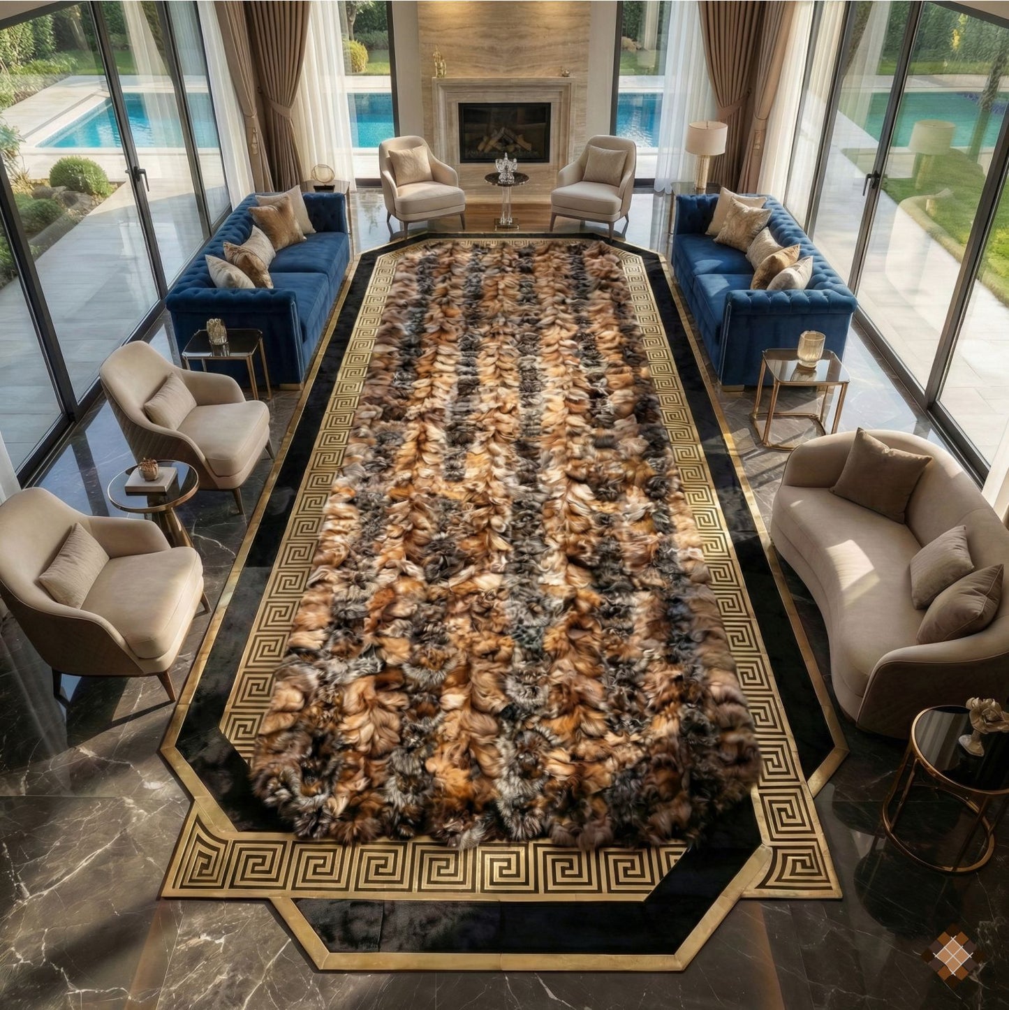 Statement Hallway Genuine Fox Fur Runner Rug