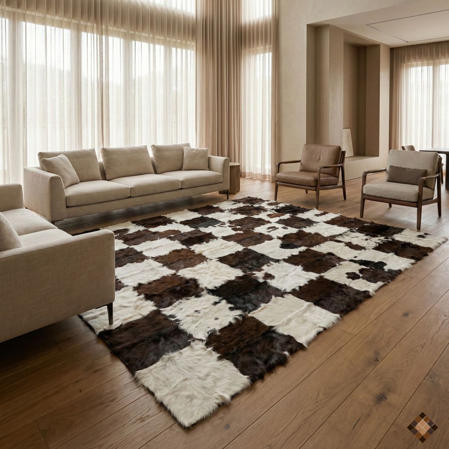 Handmade Genuine Goatskin Patchwork Area Rug - WONDERFURRUG