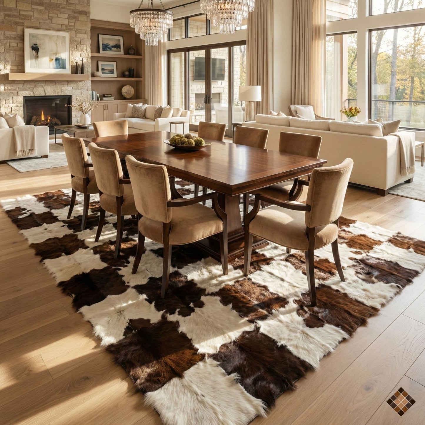 Handmade Genuine Goatskin Patchwork Area Rug - WONDERFURRUG