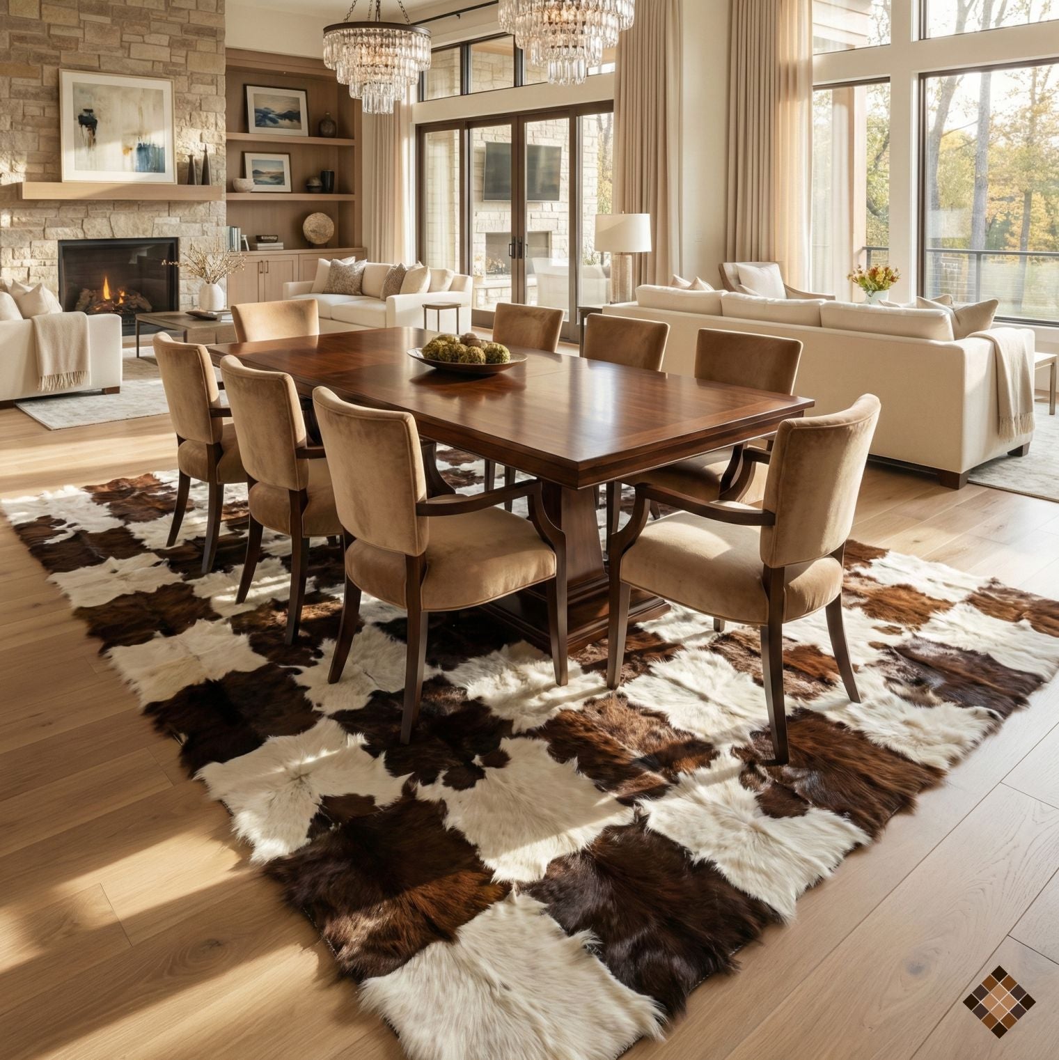 Handmade Genuine Goatskin Patchwork Area Rug - WONDERFURRUG