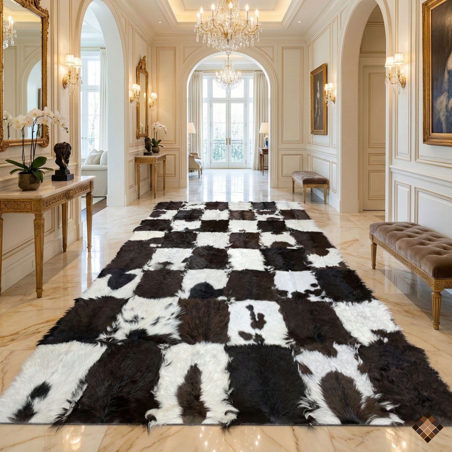 Handmade Genuine Goatskin Patchwork Area Rug - WONDERFURRUG