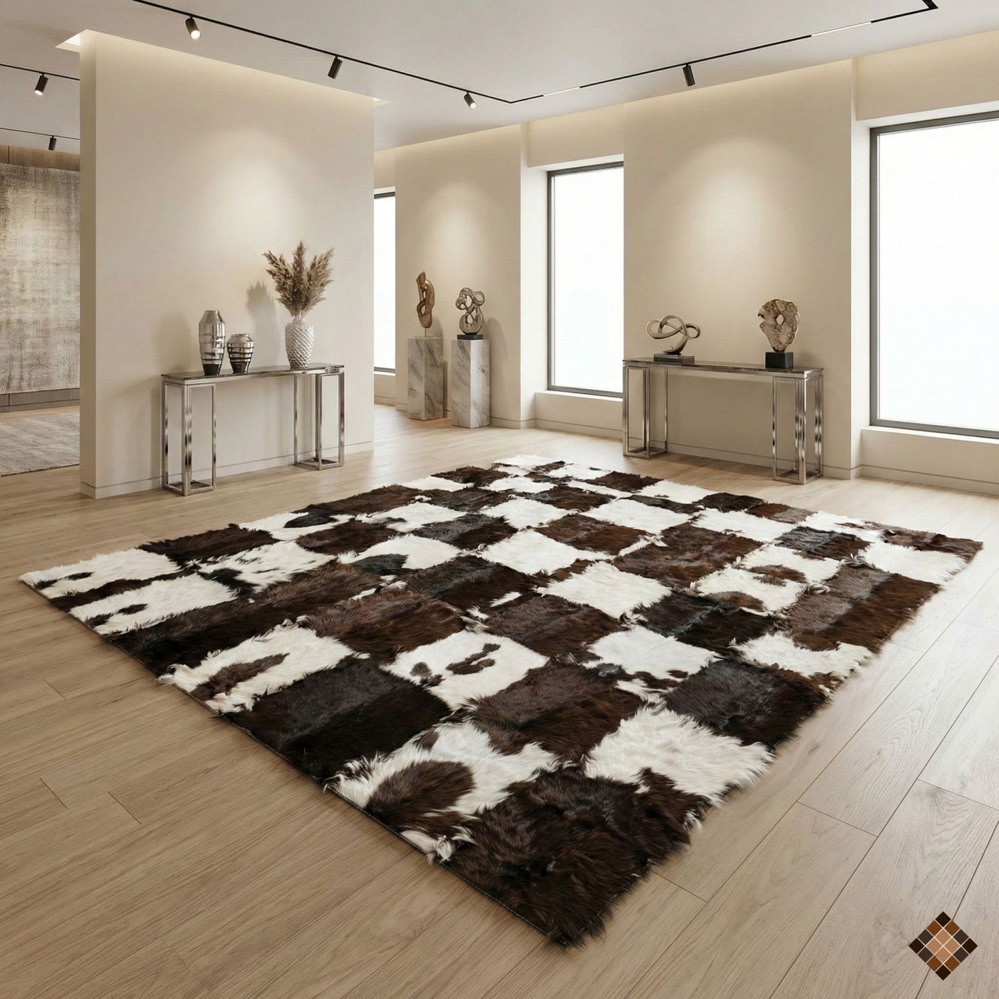 Handmade Genuine Goatskin Patchwork Area Rug - WONDERFURRUG