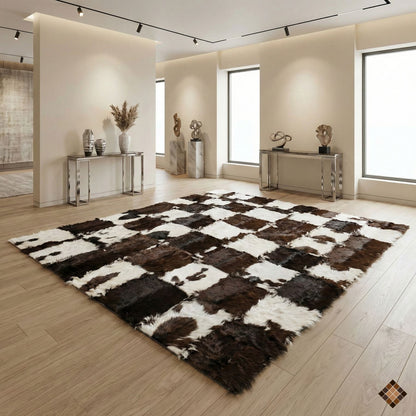 Handmade Genuine Goatskin Patchwork Area Rug - WONDERFURRUG