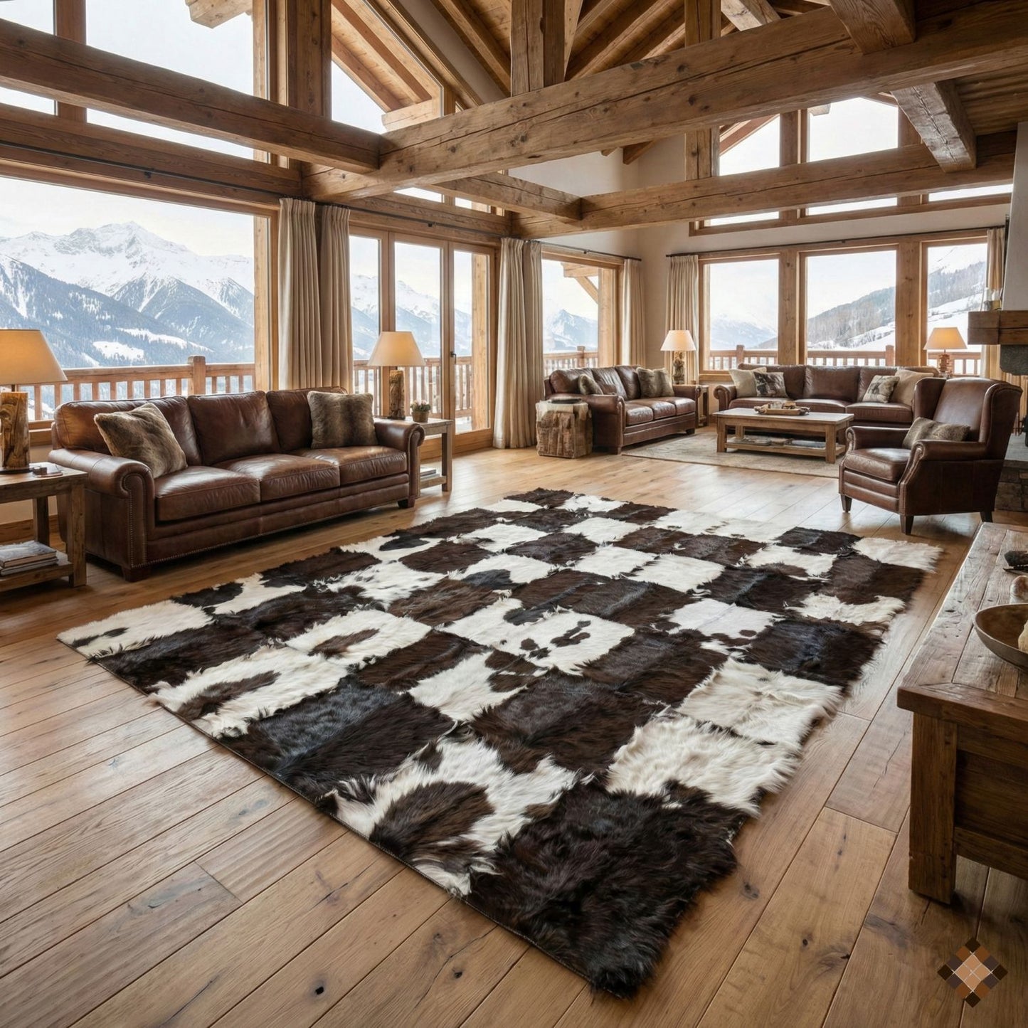 Handmade Genuine Goatskin Patchwork Area Rug - WONDERFURRUG