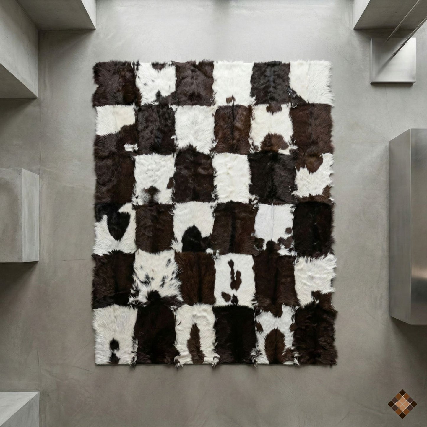 Handmade Genuine Goatskin Patchwork Area Rug - WONDERFURRUG