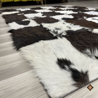 Handmade Genuine Goatskin Patchwork Area Rug - WONDERFURRUG