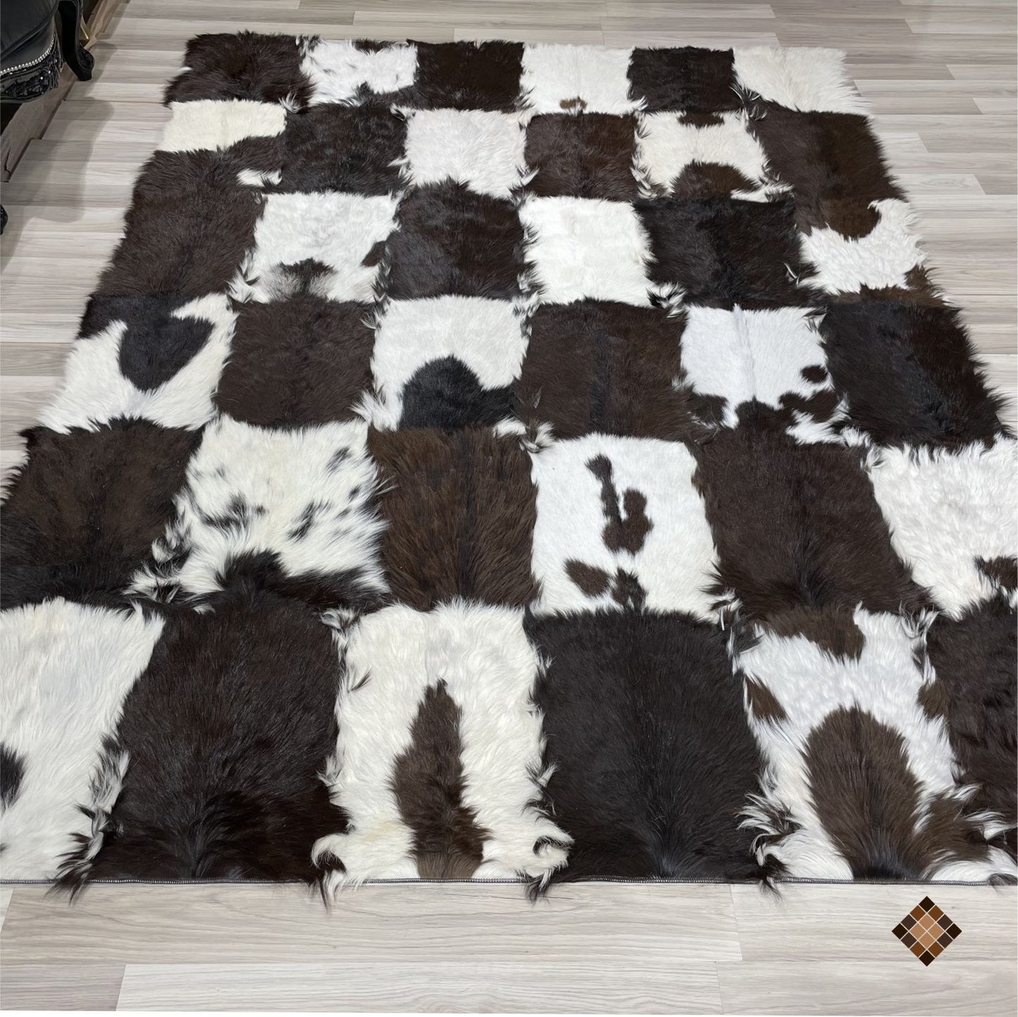 Handmade Genuine Goatskin Patchwork Area Rug - WONDERFURRUG