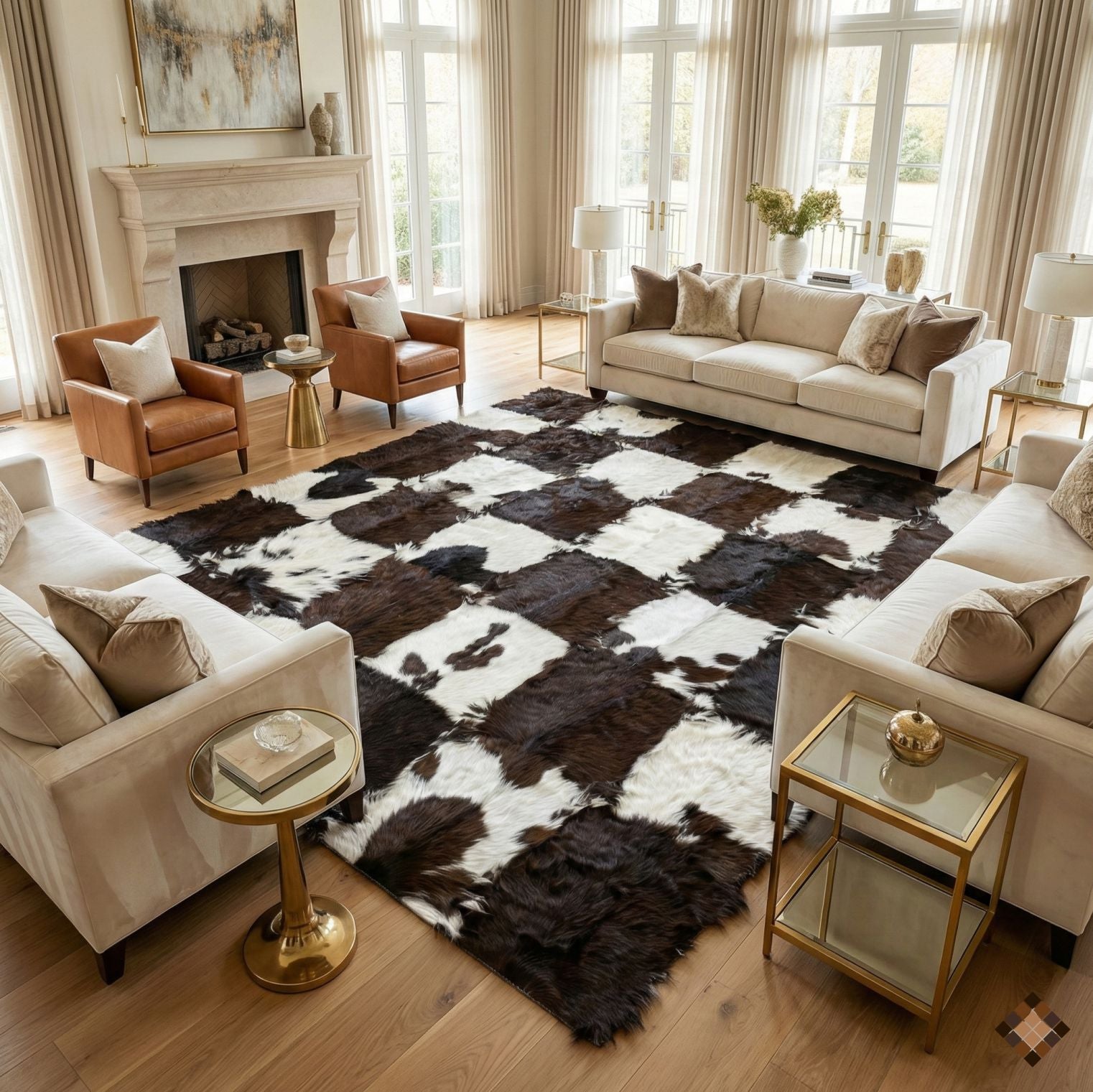 Handmade Genuine Goatskin Patchwork Area Rug - WONDERFURRUG