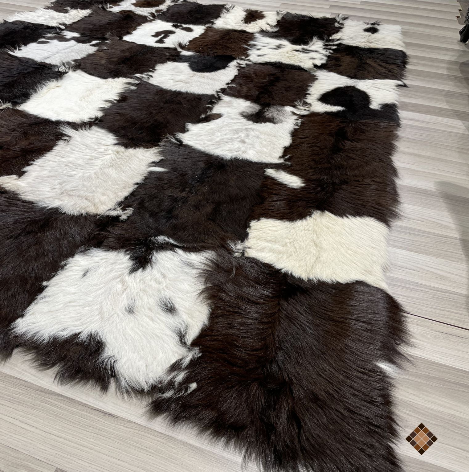 Handmade Genuine Goatskin Patchwork Area Rug - WONDERFURRUG