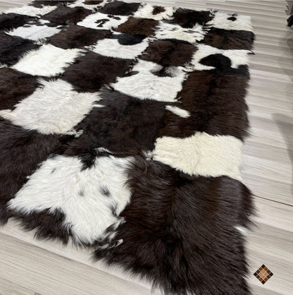 Handmade Genuine Goatskin Patchwork Area Rug - WONDERFURRUG