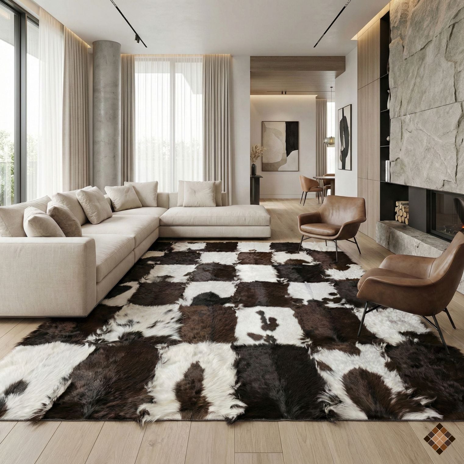 Handmade Genuine Goatskin Patchwork Area Rug - WONDERFURRUG