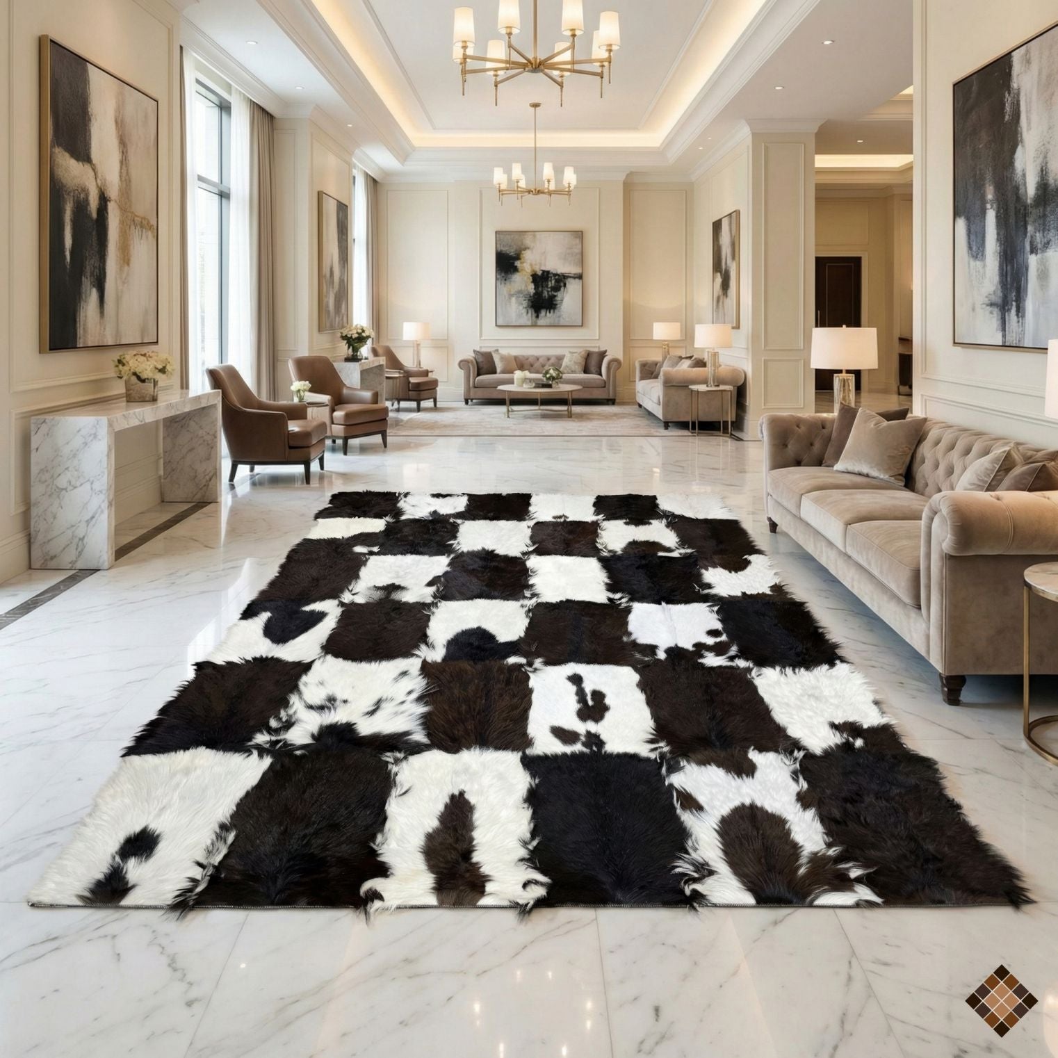 Handmade Genuine Goatskin Patchwork Area Rug - WONDERFURRUG