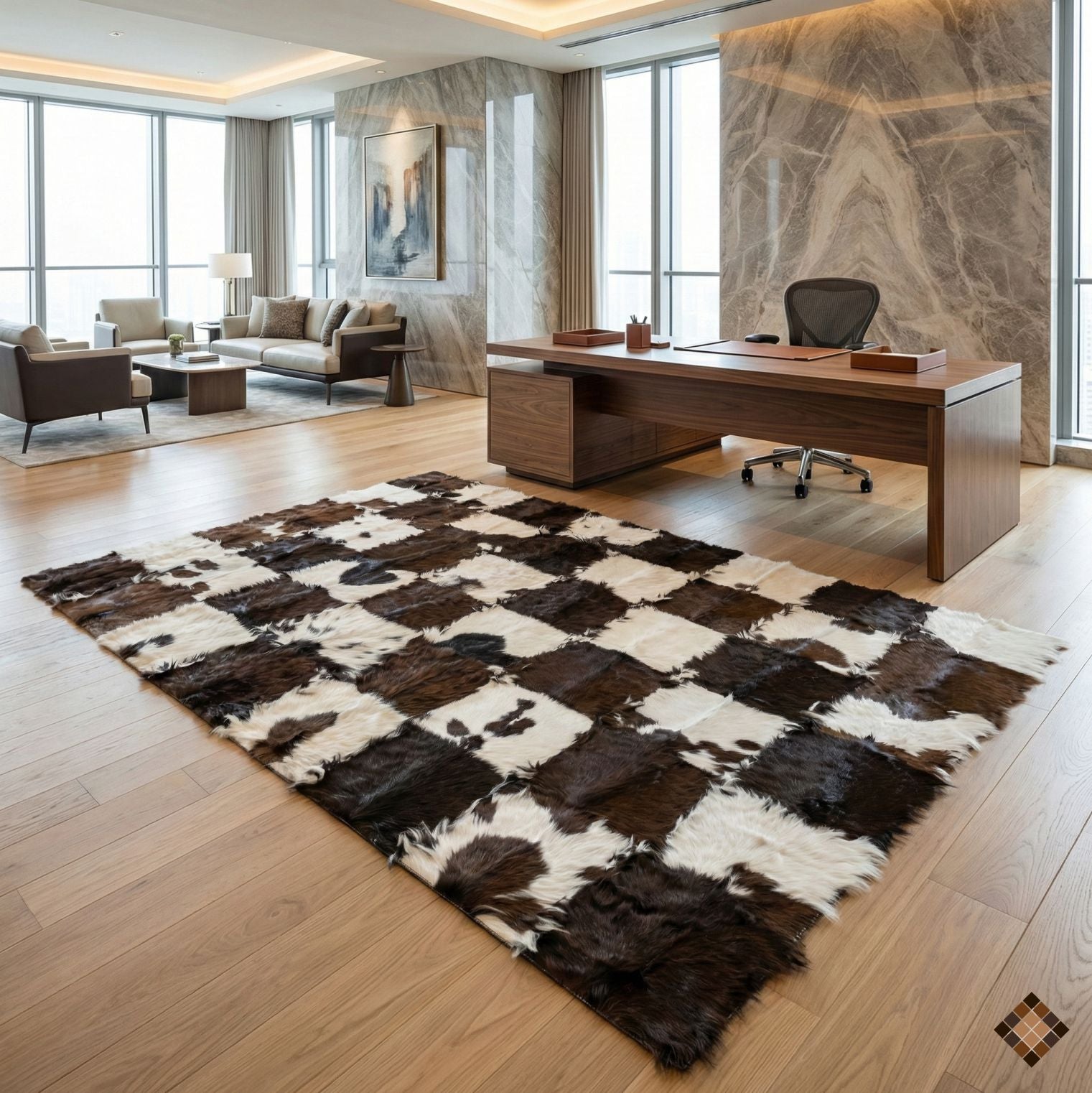 Handmade Genuine Goatskin Patchwork Area Rug - WONDERFURRUG