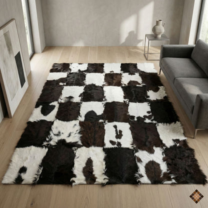 Handmade Genuine Goatskin Patchwork Area Rug - WONDERFURRUG