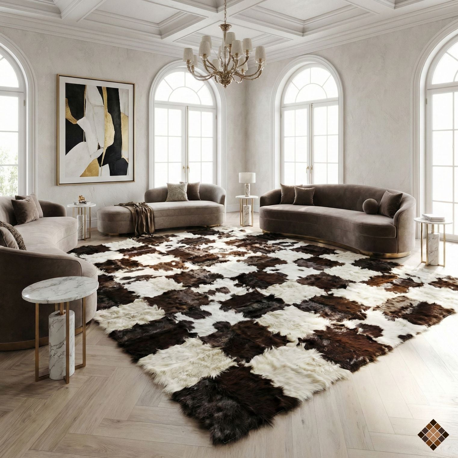 Handmade Genuine Goatskin Patchwork Area Rug - WONDERFURRUG