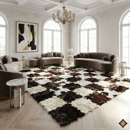 Handmade Genuine Goatskin Patchwork Area Rug - WONDERFURRUG