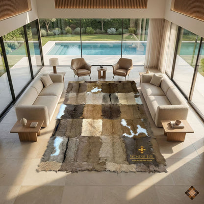 Handmade Genuine Goatskin Rug – Luxury Custom Leather Rug for Living Rooms