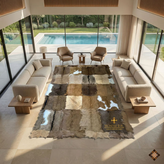 Handmade Genuine Goatskin Rug – Luxury Custom Leather Rug for Living Rooms